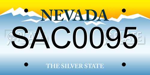 SAC0095 Nevada License Plate