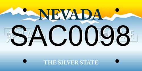 SAC0098 Nevada License Plate