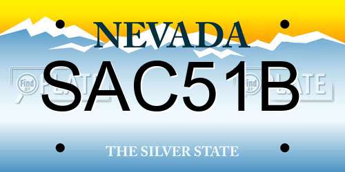 SAC51B Nevada License Plate