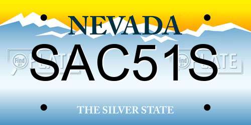 SAC51S Nevada License Plate