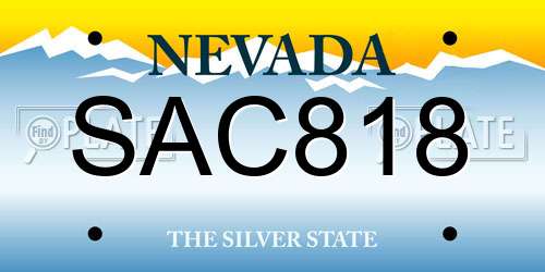 SAC818 Nevada License Plate