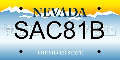 SAC81B Nevada License Plate