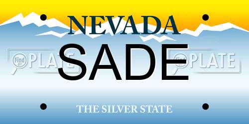 SADE Nevada License Plate