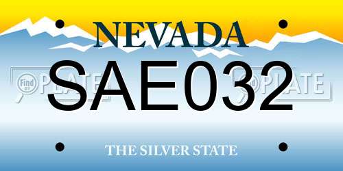 SAE032 Nevada License Plate