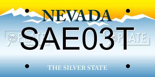 SAE03T Nevada License Plate