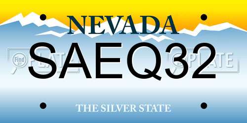 SAEQ32 Nevada License Plate