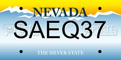 SAEQ37 Nevada License Plate
