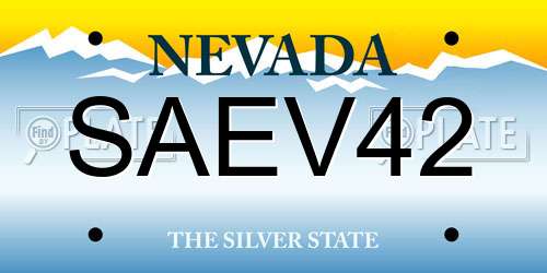 SAEV42 Nevada License Plate
