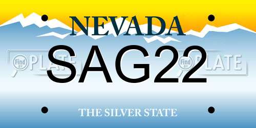SAG22 Nevada License Plate
