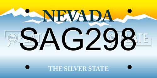 SAG298 Nevada License Plate