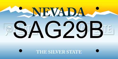 SAG29B Nevada License Plate