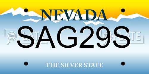 SAG29S Nevada License Plate