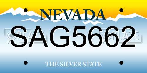 SAG5662 Nevada License Plate