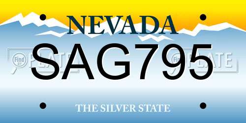 SAG795 Nevada License Plate