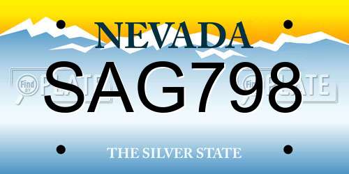 SAG798 Nevada License Plate