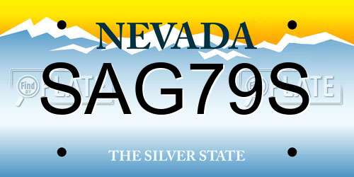 SAG79S Nevada License Plate