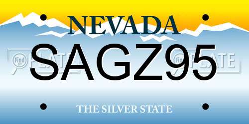 SAGZ95 Nevada License Plate