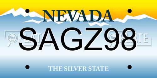 SAGZ98 Nevada License Plate