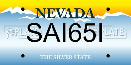 SAI65I Nevada License Plate