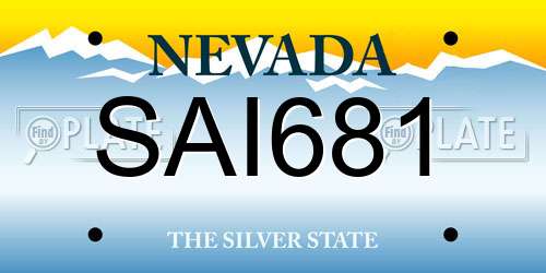 SAI681 Nevada License Plate