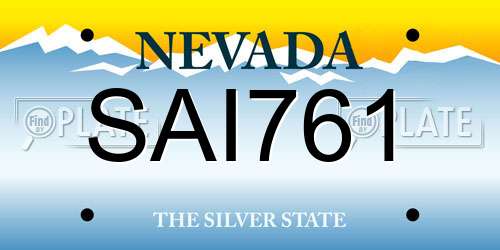 SAI761 Nevada License Plate
