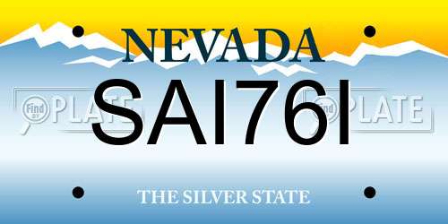 SAI76I Nevada License Plate