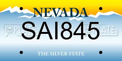 SAI845 Nevada License Plate