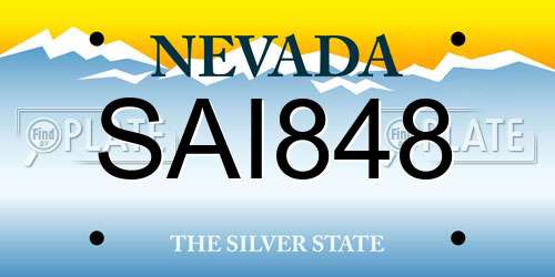 SAI848 Nevada License Plate