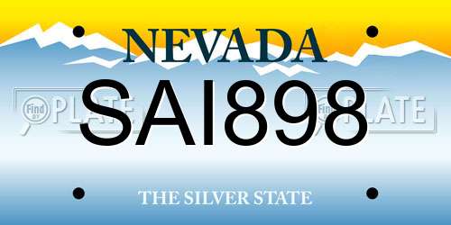 SAI898 Nevada License Plate