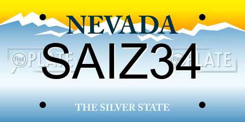 SAIZ34 Nevada License Plate