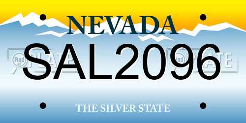 SAL2096 Nevada License Plate