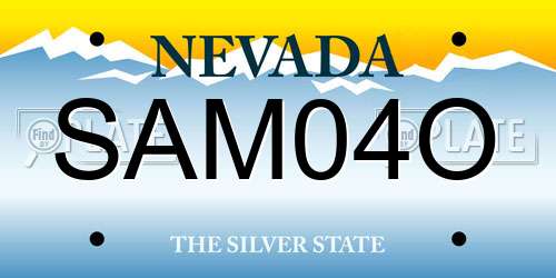 SAM04O Nevada License Plate