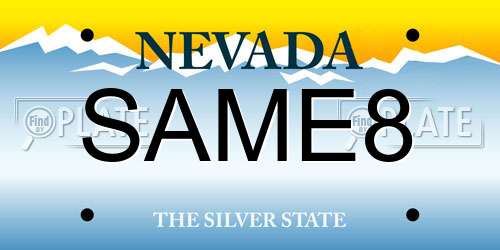 SAME8 Nevada License Plate