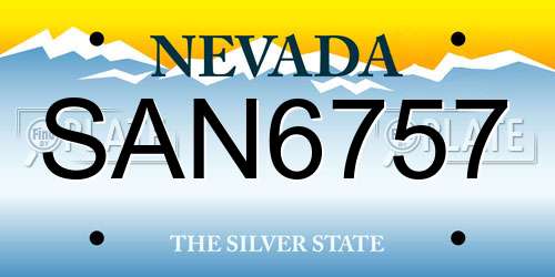 SAN6757 Nevada License Plate