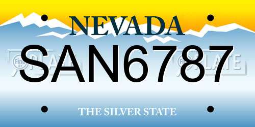 SAN6787 Nevada License Plate
