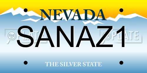SANAZ1 Nevada License Plate