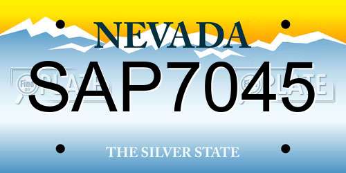 SAP7045 Nevada License Plate