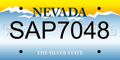 SAP7048 Nevada License Plate
