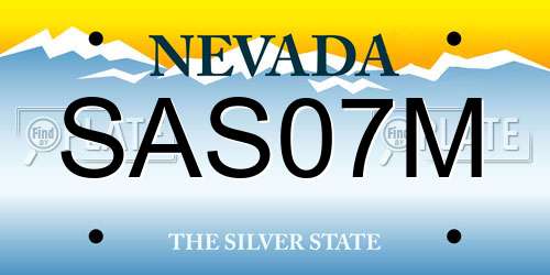 SAS07M Nevada License Plate