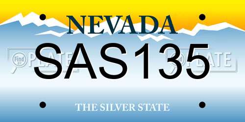 SAS135 Nevada License Plate