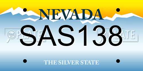 SAS138 Nevada License Plate