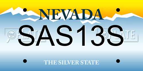 SAS13S Nevada License Plate