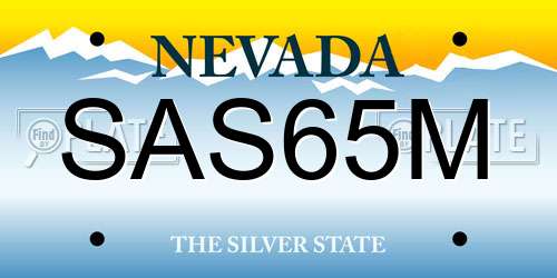SAS65M Nevada License Plate