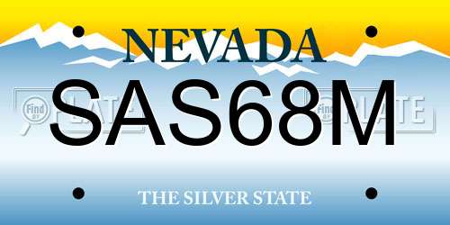SAS68M Nevada License Plate