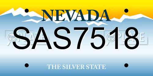 SAS7518 Nevada License Plate