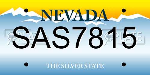 SAS7815 Nevada License Plate