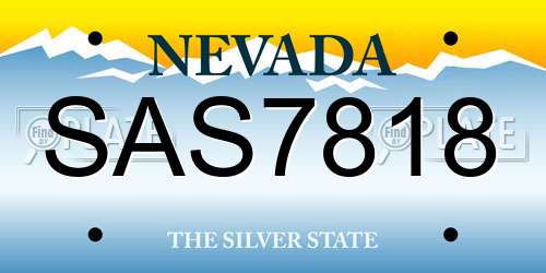 SAS7818 Nevada License Plate