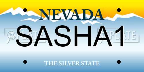 SASHA1 Nevada License Plate