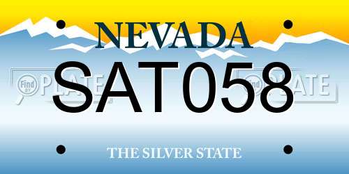 SAT058 Nevada License Plate