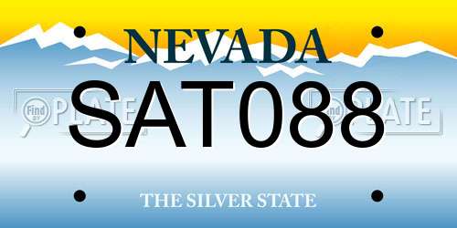 SAT088 Nevada License Plate